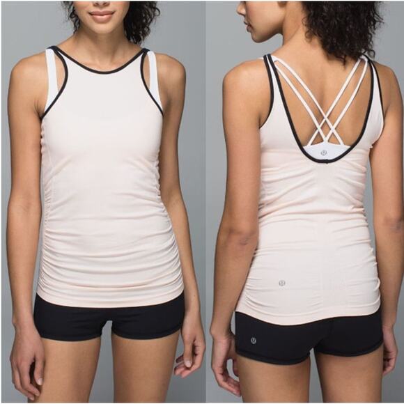 Lululemon In The Flow Sleeveless Gathered Side Tank Top Heathered Butter Pink S - Picture 1 of 7